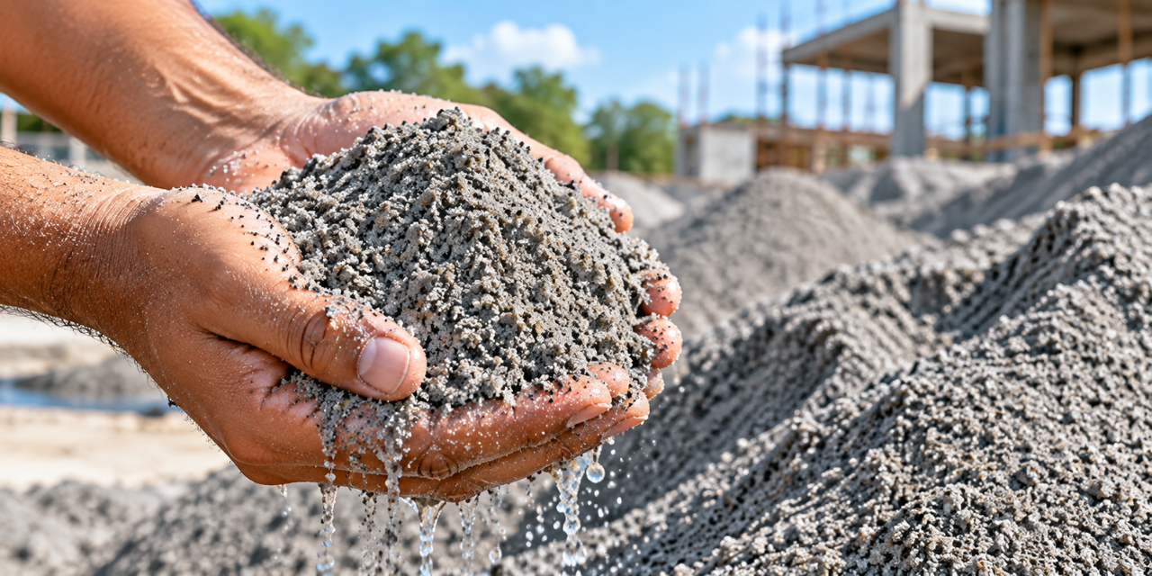 Alt Text: Double-washed M-Sand held in hands, showing the texture of manufactured sand used for home construction and concrete work.
